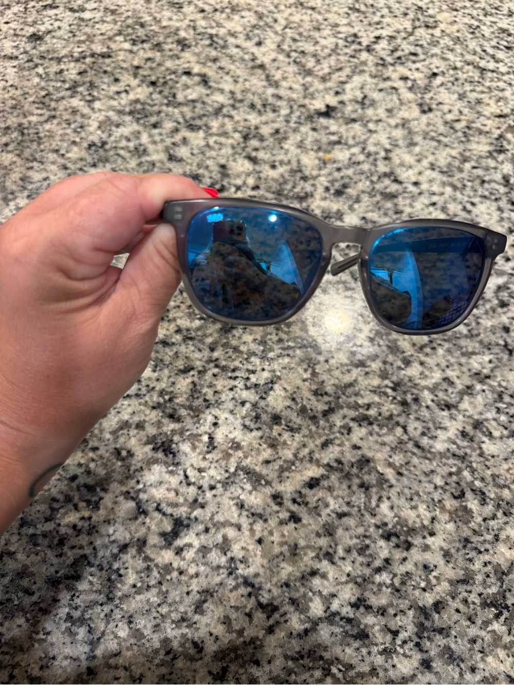 Costa Matte Gray Frame Sunglasses with Blue Mirrored Lenses